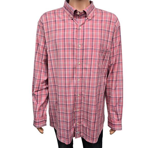 Vineyard Vines Murray Performance Shirt Big & Tall 2XB Classic Fit Pink Plaid - Picture 4 of 15